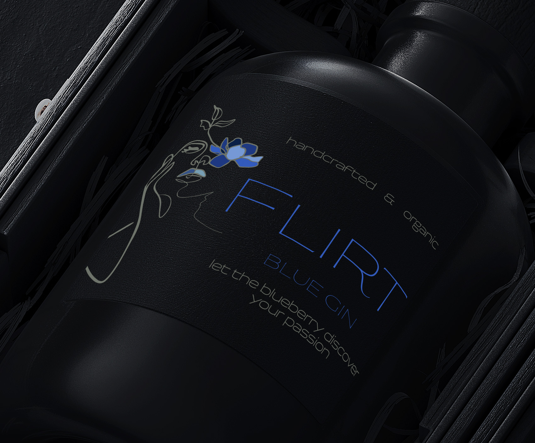 Blue gin closeup